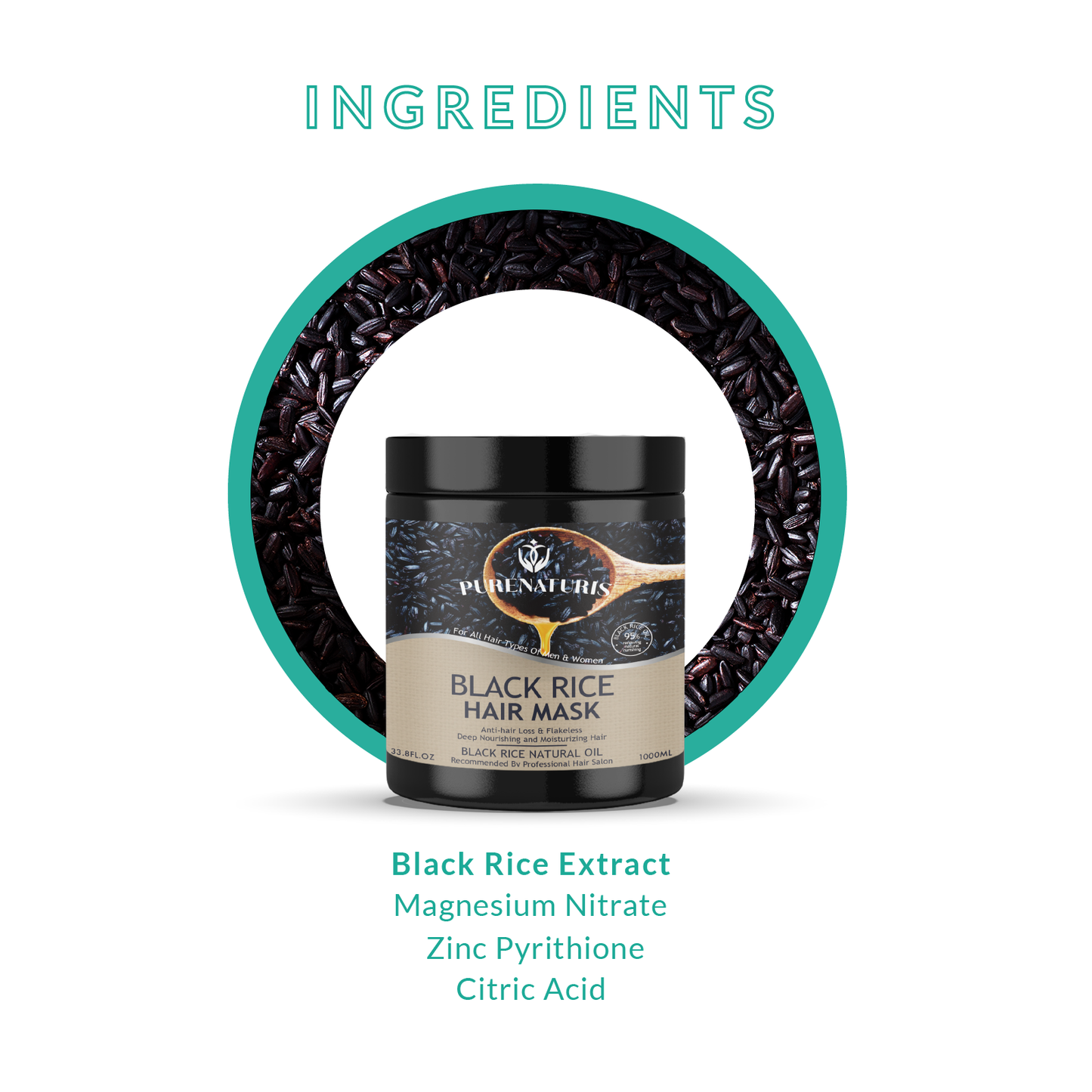 Natural Black Rice Hair Mask 35.2 Fl Oz