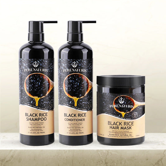 Natural Black Rice Oil Shampoo, Conditioner & Hair Mask