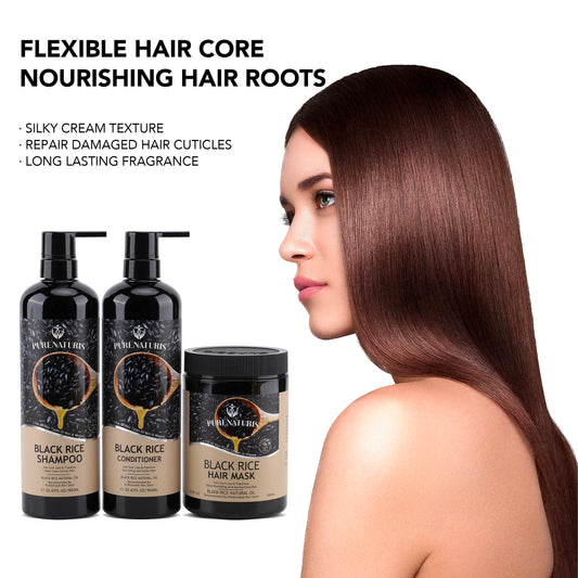 Natural Black Rice Oil Shampoo, Conditioner & Hair Mask