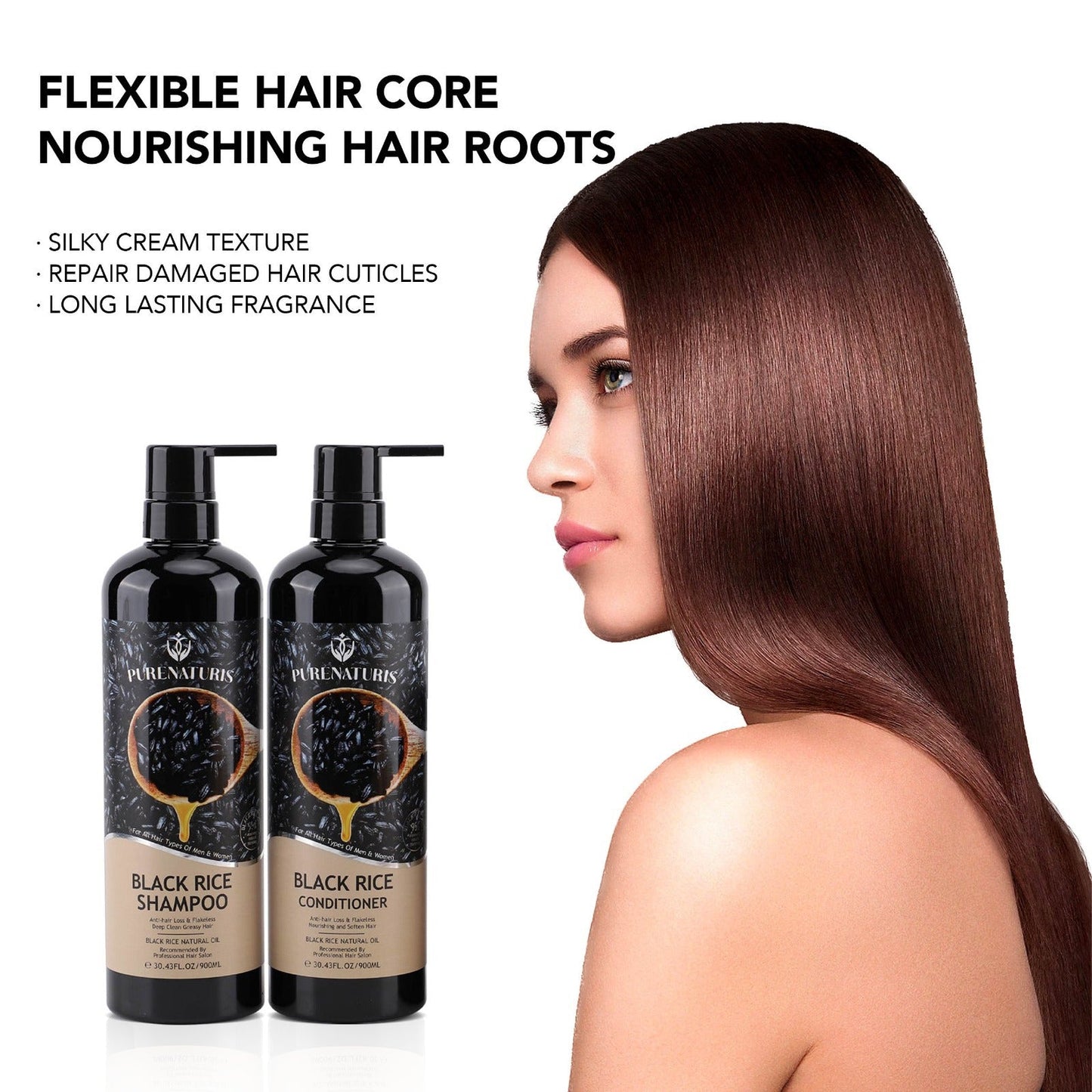 Natural Black Rice Oil Shampoo & Conditioner Set